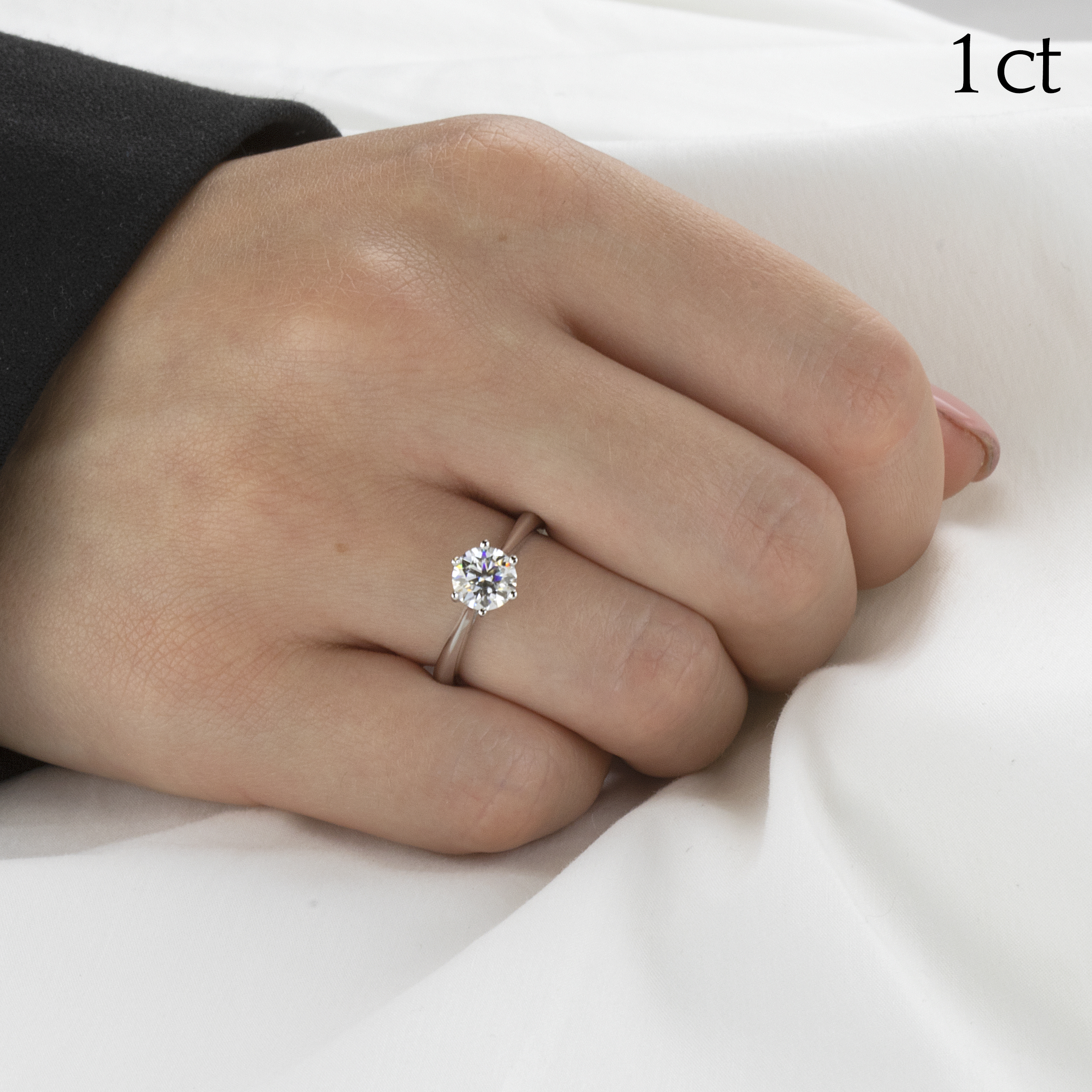 Sieraden Ringen Enkele ringen Echt gecertificeerd 1 Karaat Moissanite Diamond Solitaire Ring in Massief 100% 925 Zilver Spanningsinstelling 